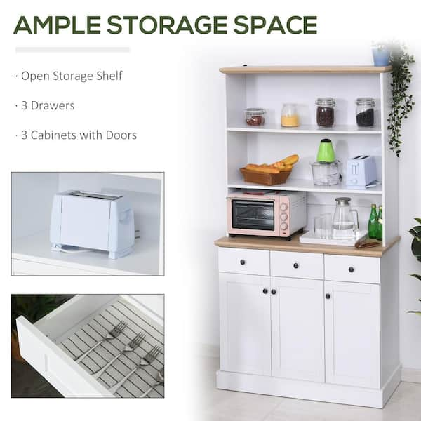 Simple Carbon Steel Kitchen Cabinets Floor Rack with Flip Door  Multi-function Microwave Oven Storage Cabinet Multi-layer Shelf U