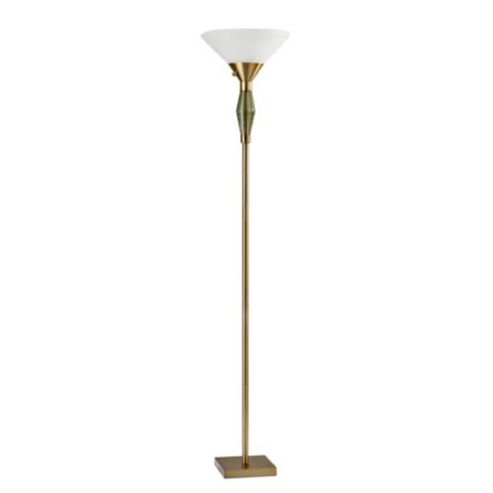 HomeRoots 71 in. Brass LED Light Changing Torchiere Floor Lamp with ...