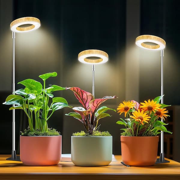 Grow Light, Warm White, Full Spectrum, Adjustable Height, Auto Timer, for Indoor Plants 3 Spectra, 5 Brightness (3-Pack)