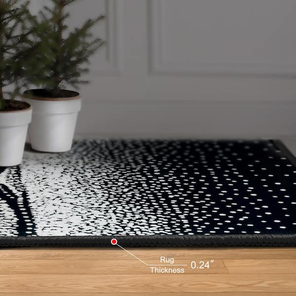 Black 5 ft. x 8 ft. Infinity Sands II Washable Black Art Area Rug