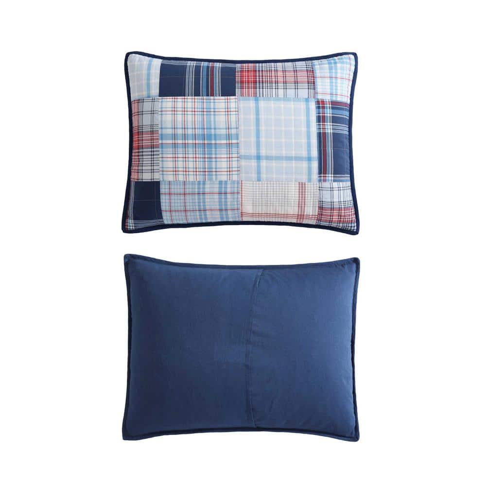 Stony Point Blue Plaid Cotton King Shams