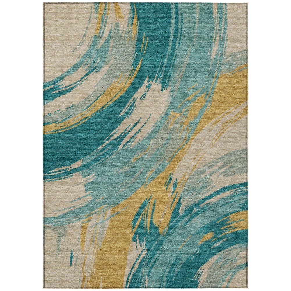 Chantille Machine Washable Indoor/Outdoor Abstract ACN2957 Teal 3 ft. x 5 ft. Area Rug price history on PriceWatchPro