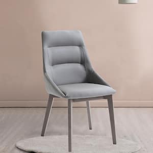 Danielle Grey Faux Leather Cushioned Parsons Chair Set of 2