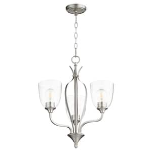 Jardin 3-Light Satin Nickel Chandelier with Clear Seeded Glass