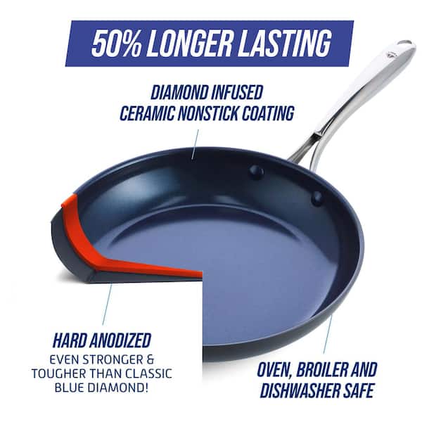  Blue Diamond Cookware Diamond Infused Ceramic Nonstick, 4 Piece  Cookware Pots and Pans Set, PFAS Free, Dishwasher Safe, Oven Safe, Blue:  Home & Kitchen