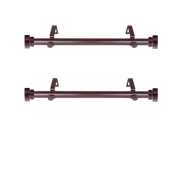 Rod Desyne 12 in. - 20 in. Single Curtain Rod in Mahogany with Finial