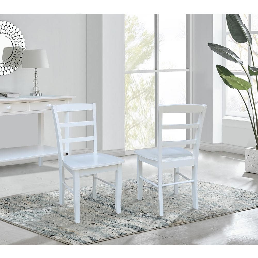 Elegant White Solid Parawood Ladderback Side Chair Set