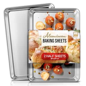 2-Pack Aluminum Half Sheet Baking Sheet Pan, Steel Nonstick Cookie sheet Size 18 in. x 13 in. x 1 in. (2-Piece Set)