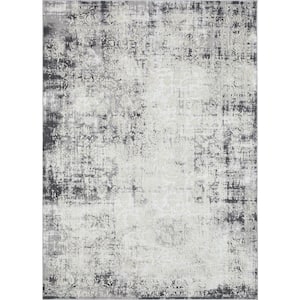 Aysal Athna Gray 7 ft. 10 in. x 9 ft. 10 in. Geometric Polypropylene Indoor Area Rug