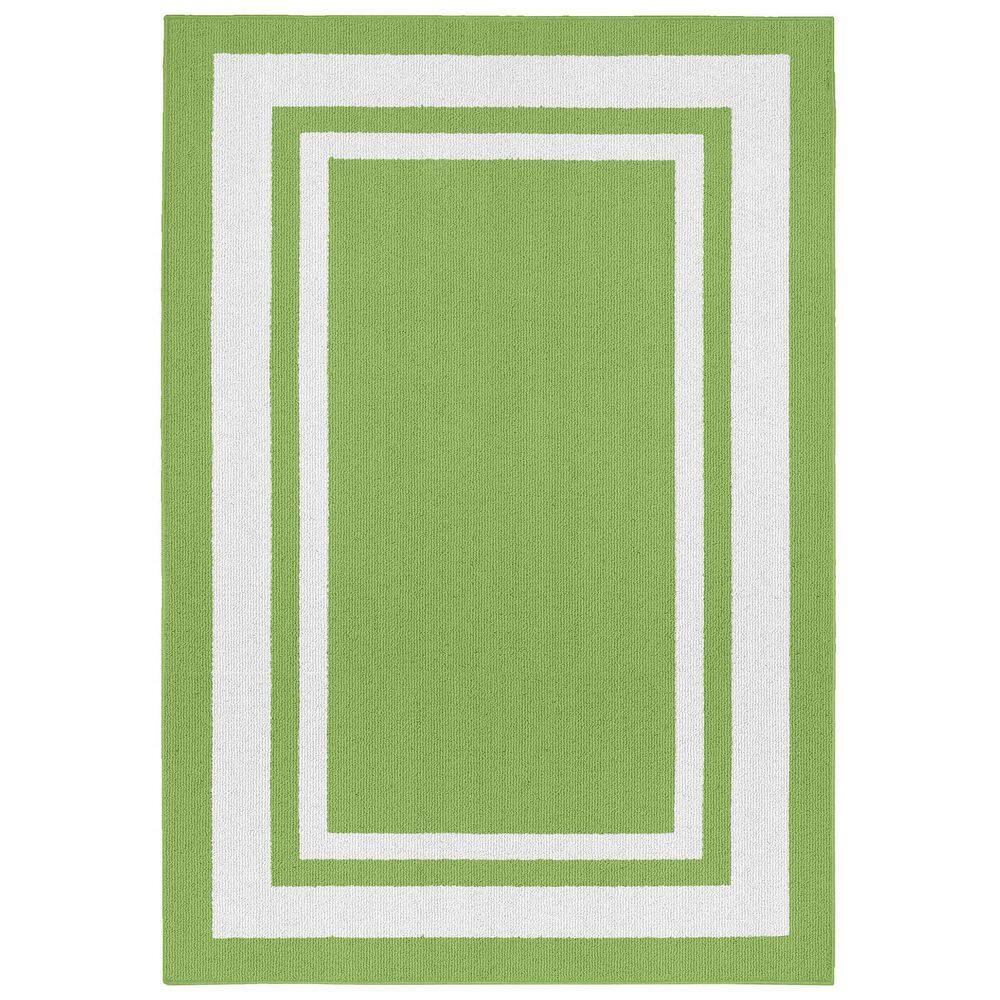 Green Polypropylene 5 ft. x 7 ft. Border Indoor Area Rug