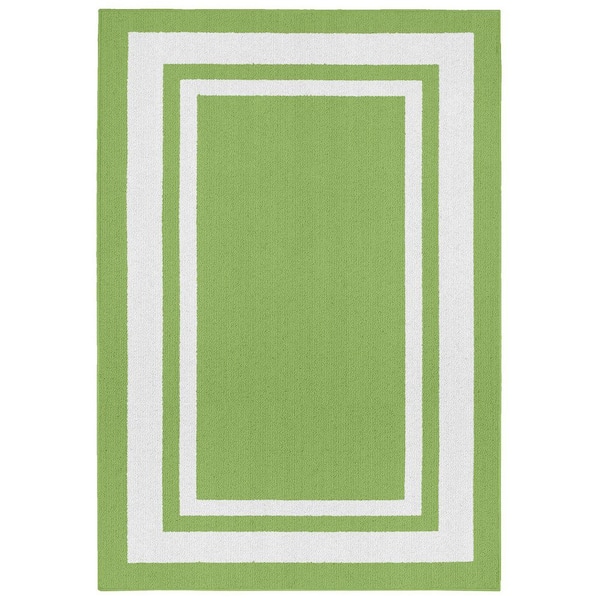 Unbranded Green Polypropylene 5 ft. x 7 ft. Border Indoor Area Rug