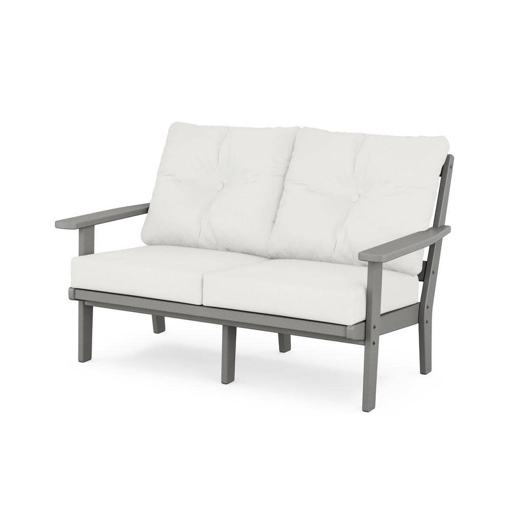 Oxford Deep Seating Plastic Outdoor Loveseat with in Slate Grey/Natural Linen Cushions price history on PriceWatchPro