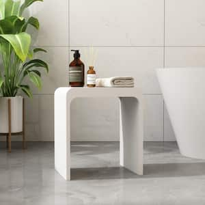 15.35 in. W Arc Solid Surface Artistic Shower Stool Waterproof Vanity Seat in Matte White