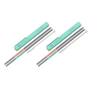 Eco-Friendly 2-Piece Mint and Coral Reusable Straws (Set of 2)
