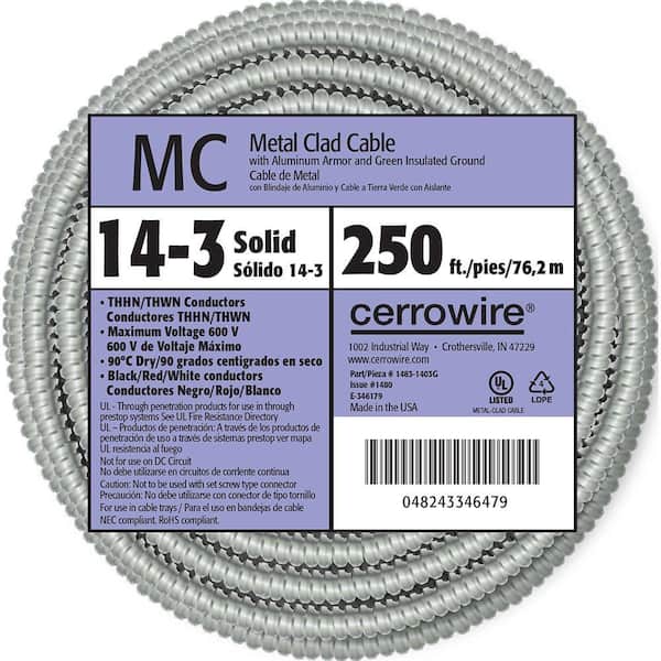 Cerrowire 250 ft. 14-3 MC Cable Alum