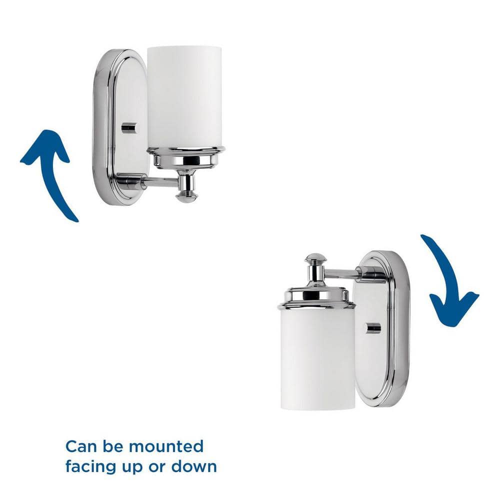 Polished Chrome 12" Dimmable Wall Sconce with Etched Opal Glass
