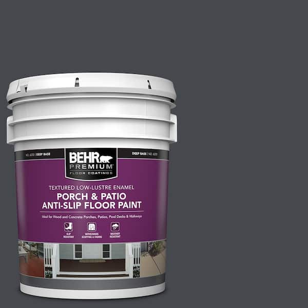 5 gal. #N490-7 Ink Black Textured Low-Lustre Enamel Interior/Exterior Porch and Patio Anti-Slip Floor Paint