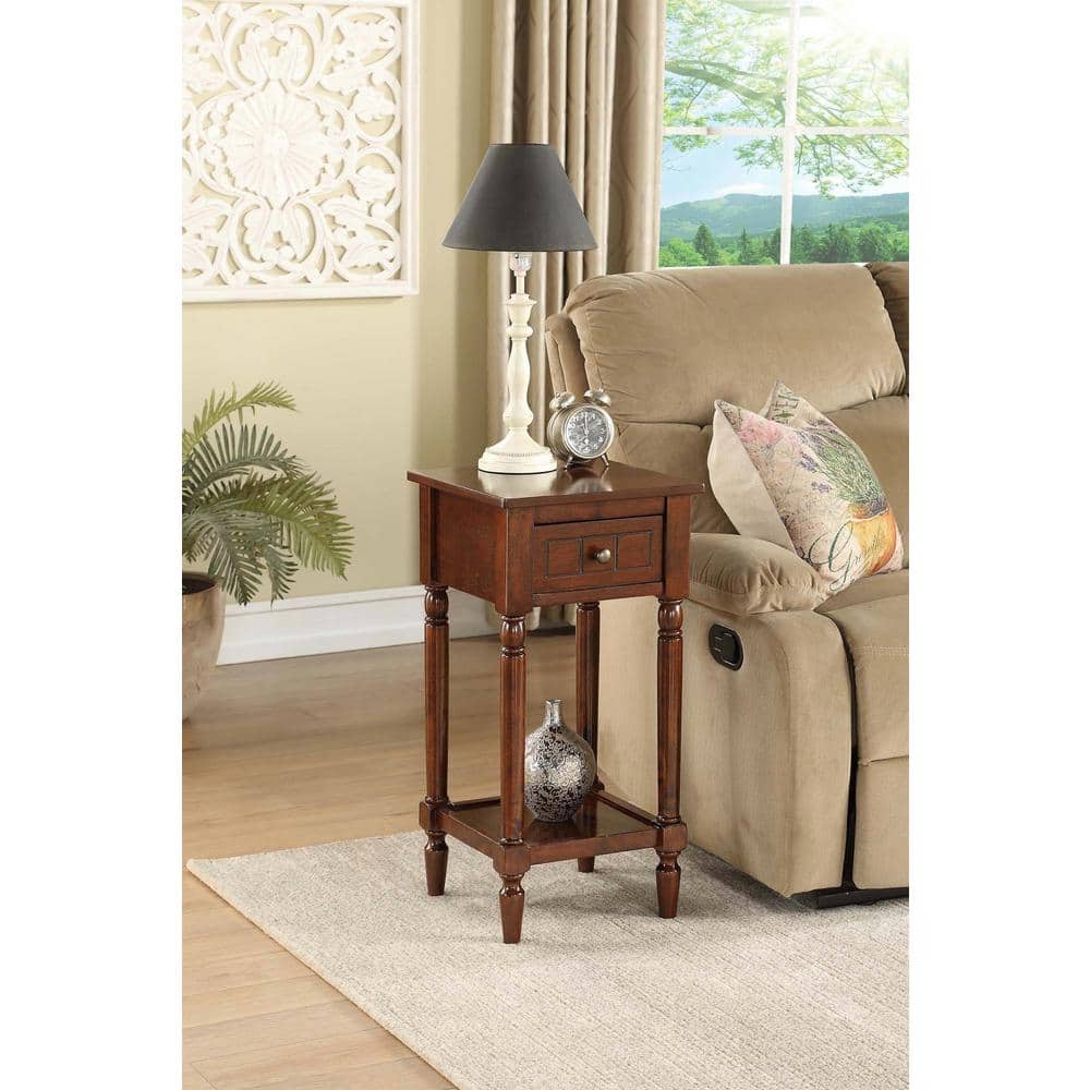 Espresso Wood Accent Table with Drawer and Shelf