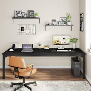 Moronia 78.7 in. Rectangular Black Wood 2-Person Computer Desk with Adjustable Foot Pads for Home Office