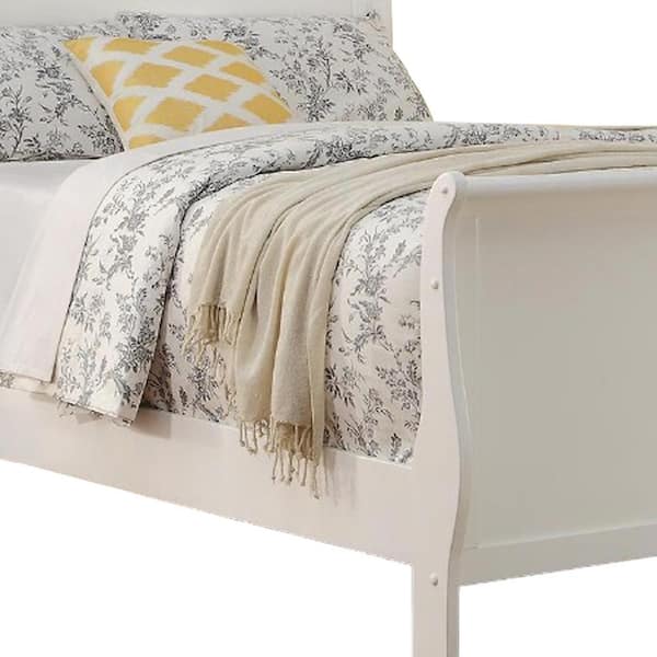 Benzara 55 in. x 77 in. White Spellbinding Clean Wooden Full Bed