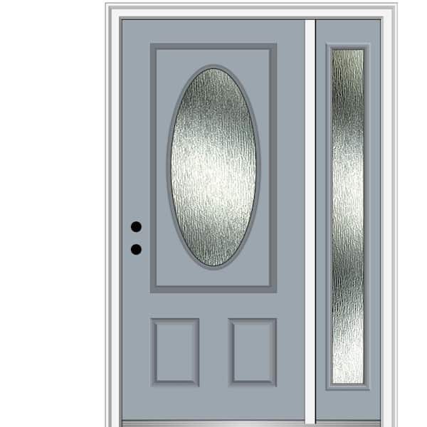 MMI Door 50 in. x 80 in. Right-Hand Inswing Rain Glass Storm Cloud Fiberglass Prehung Front Door on 6-9/16 in. Frame