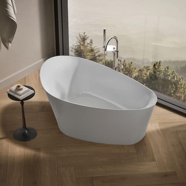 KOHLER Veil 66 in. Resin Flatbottom Freestanding Bathtub in White KOHLER Veil 66 in. Resin Flatbottom Freestanding Bathtub in White