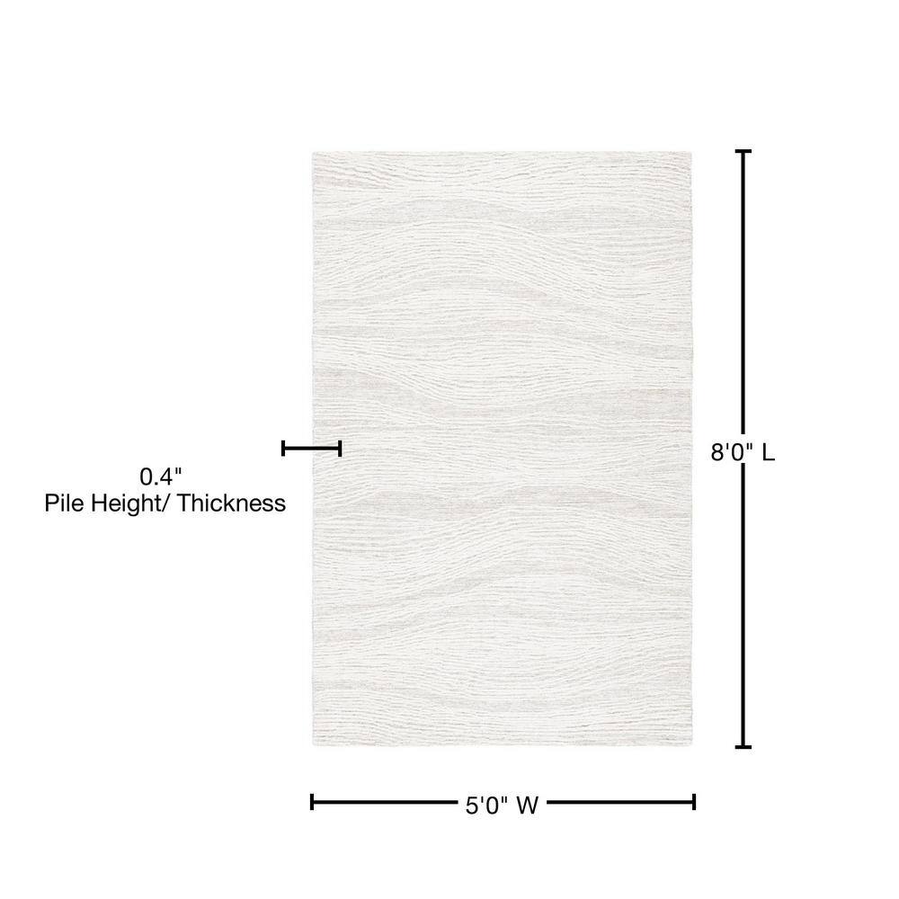 Ivory Hand-Tufted Wool Round Area Rug, 5' x 8'