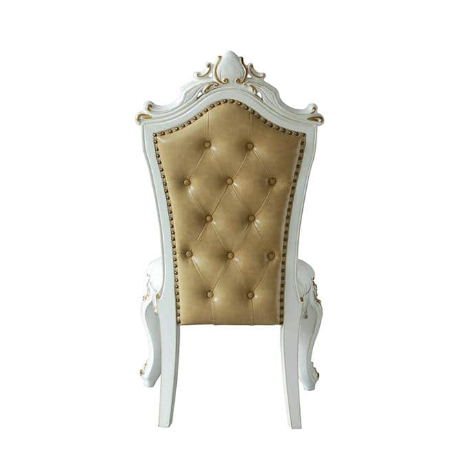 Elegant Beige Faux Leather Upholstered Side Chair with Queen Anne Legs