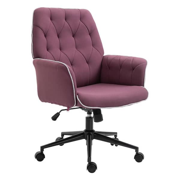 Vinsetto Purple Modern Mid Back Tufted, Desk Chair Without Wheels And Arms
