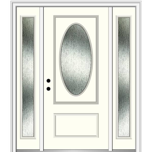 MMI Door 64 in. x 80 in. Right-Hand Inswing Rain Glass Alabaster Fiberglass Prehung Front Door on 4-9/16 in. Frame