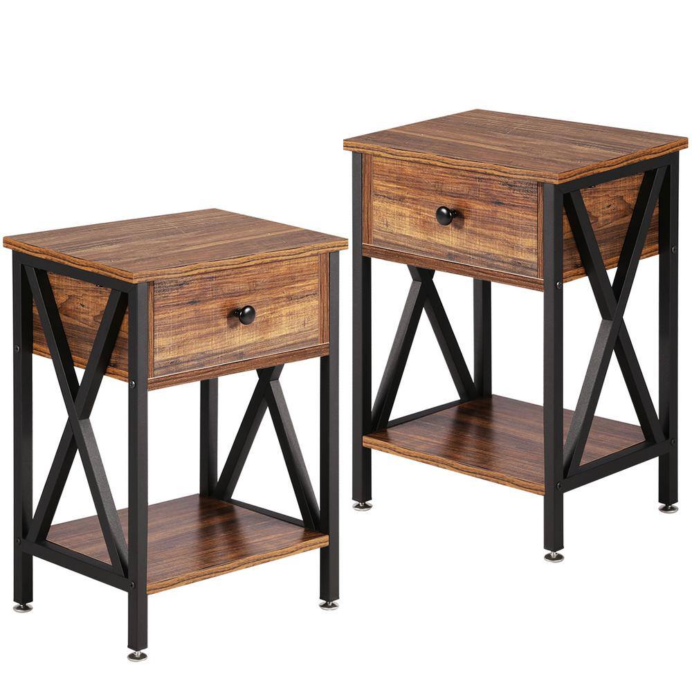 VECELO Nightstands X-Design Side End Table Night Stand Storage Shelf ...