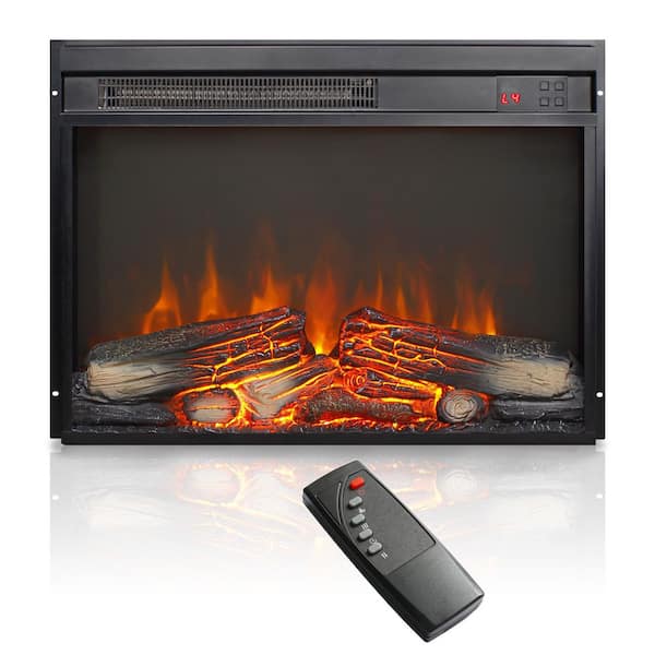 23 in. Electric Fireplace Insert, Remote Control with Timer, Ultra-Thin Heater, Log Set & Realistic Flame