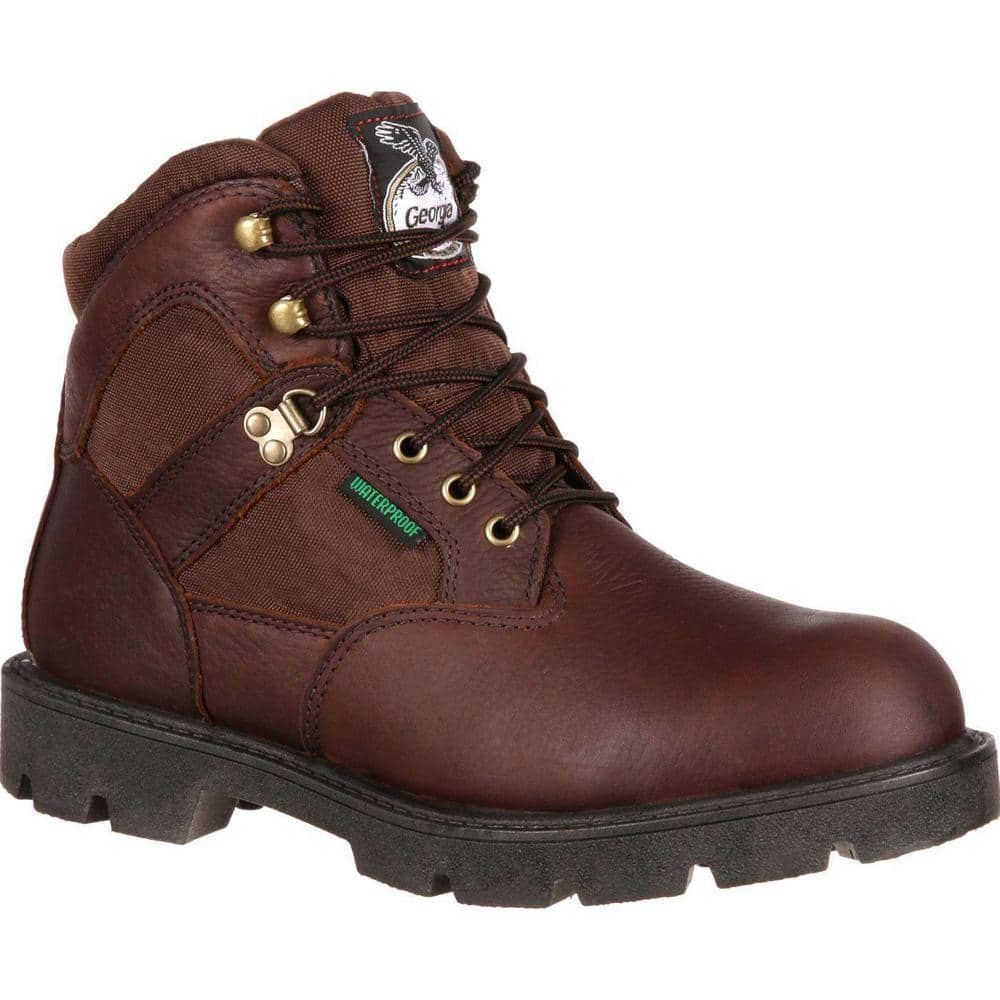 GEORGIA BOOT Men's Homeland Waterproof Work Boot - Steel Toe - Brown Size 12(M)