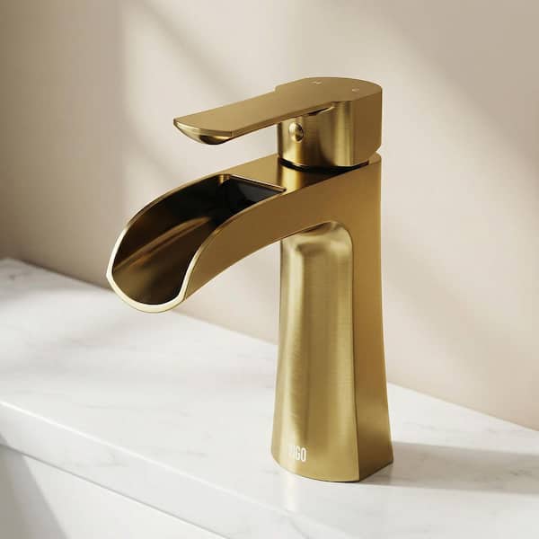 Paloma Single Handle Single-Hole Bathroom Faucet in Matte Brushed Gold