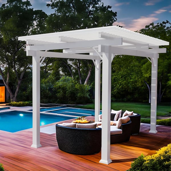 8 ft. x 12 ft. White Aluminum Manual Pergola
