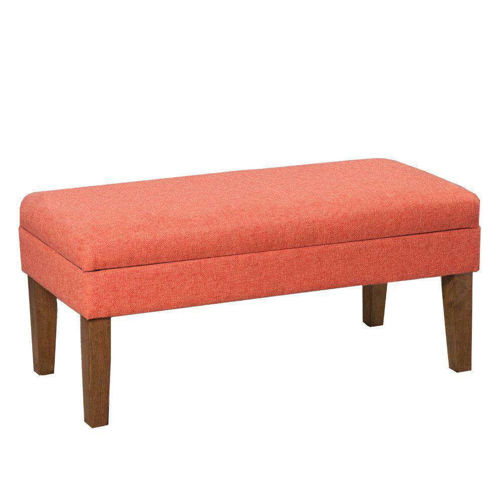 orange upholstered bench