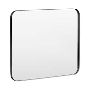 36 in. W x 30 in. H Tempered Glass Rectangular Framed Wall-Mounted Bathroom Vanity Mirror in Black