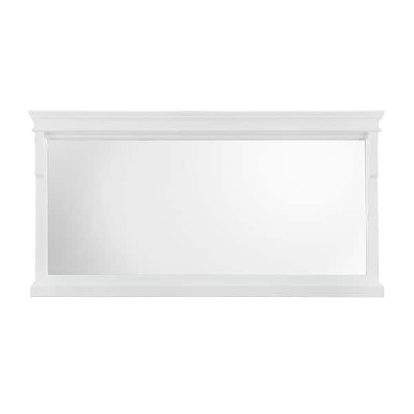 Home Decorators Collection Naples 60 in. W x 31 in. H Rectangular Wood Framed Wall Bathroom Vanity Mirror in White