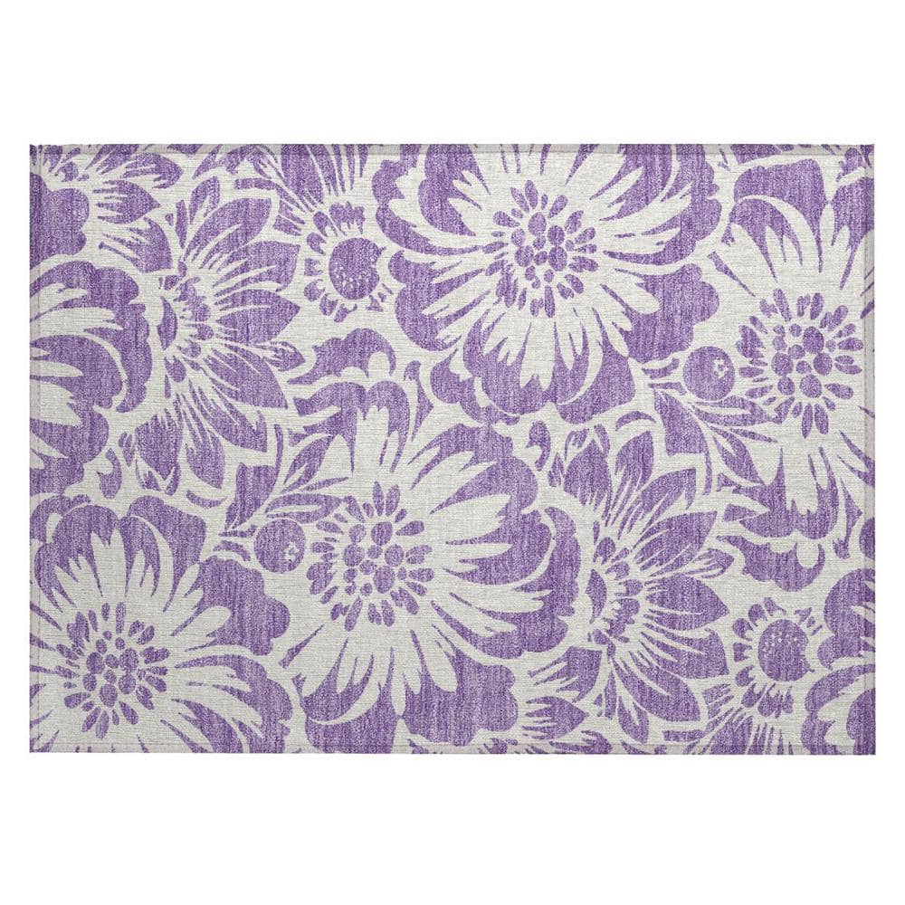 Purple and Ivory 2 ft. x 3 ft. Woven Floral Rectangle Indoor/Outdoor Area Rug price history on PriceWatchPro