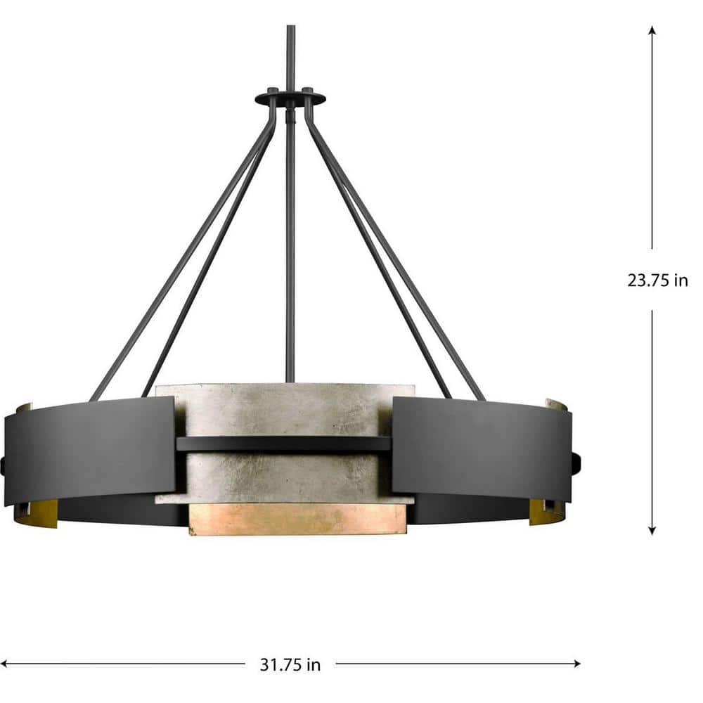 Lowery Matte Black and Gold 6-Light Drum Chandelier