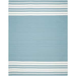 Dhurries Turquoise 8 ft. x 10 ft. Striped Area Rug