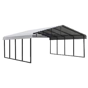 20 ft. W x 20 ft. D Eggshell Galvanized Steel Carport , Car Canopy and Shelter