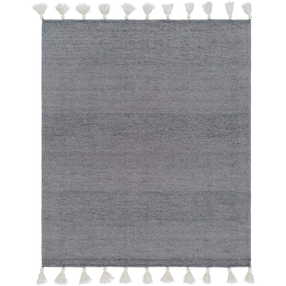 Kapri Black and Light Beige Cotton Reversible Throw Blanket