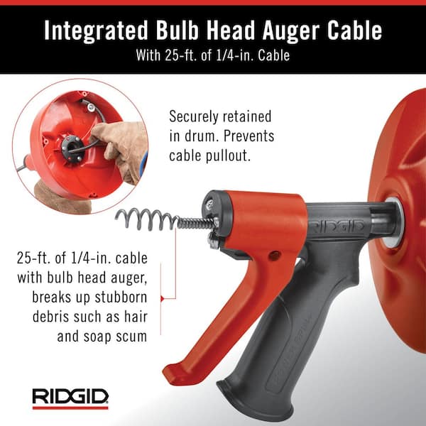 RIDGID Power Spin+ 1/4 in. x 25 ft. Hybrid Drain Cleaning Snake