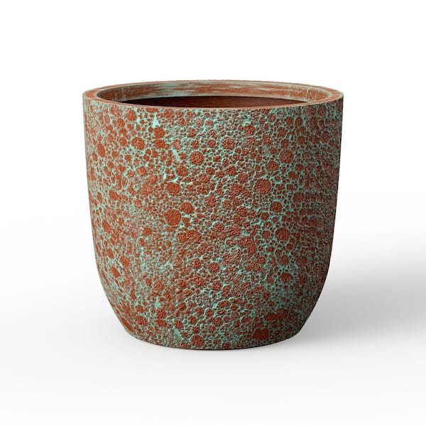 16.5 in. W x 15.5 in. H Tall Round Concrete Flower Planter, Large Plant Pot with Drainage Hole, Teal(Enhanced Interior)