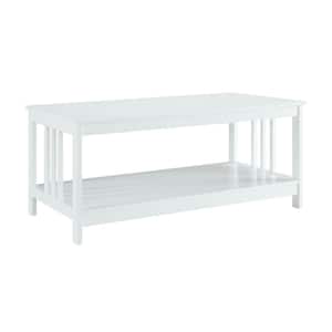 Misson 40 in. White Medium Rectangle Wood Coffee Table with Shelf