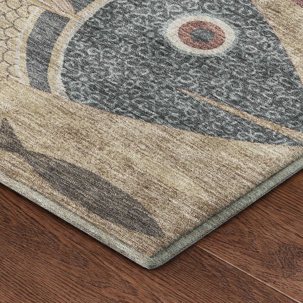 Mayfield Premium Machine Washable Abstract AMF2447 Basil 10 ft. x 14 ft. Area Rug