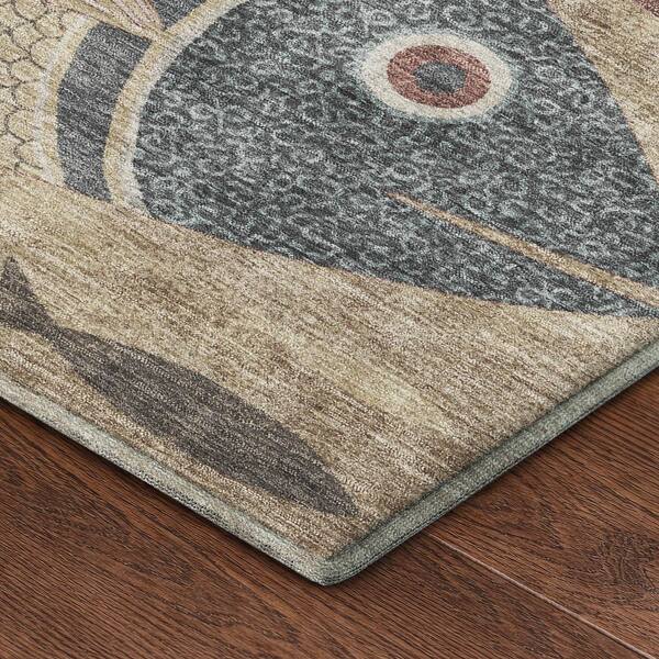 Mayfield Premium Machine Washable Abstract AMF2447 Basil 9 ft. x 12 ft. Area Rug