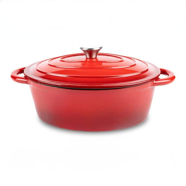 4.5 qt. Ceramic Enameled Dutch Oven Nonstick Stock Pot with Lid in Red, Cookware Up to 500°F