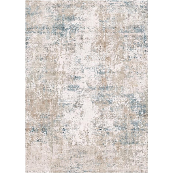 Van Gogh 8 ft. x 10 ft. Beige/Blue Modern Abstract Area Rug
